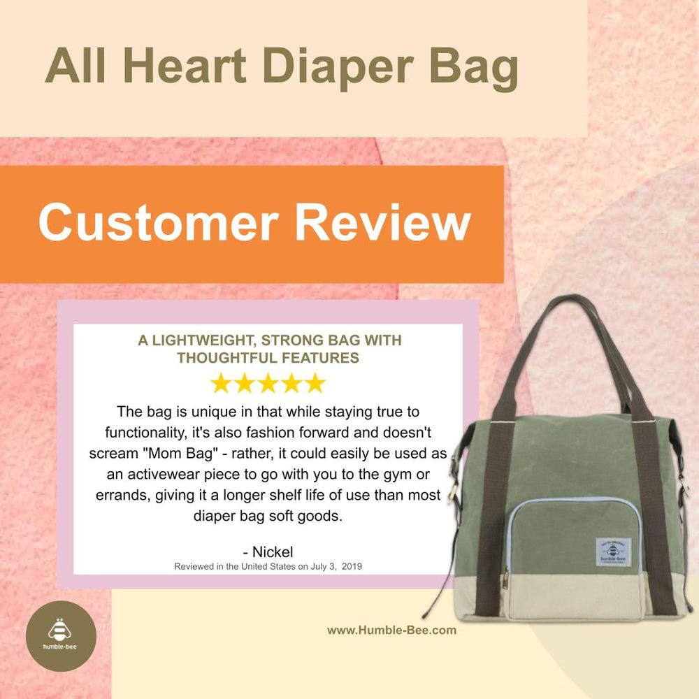 All Heart Diaper Bag with 40 Accessory Bundle Humble Bee